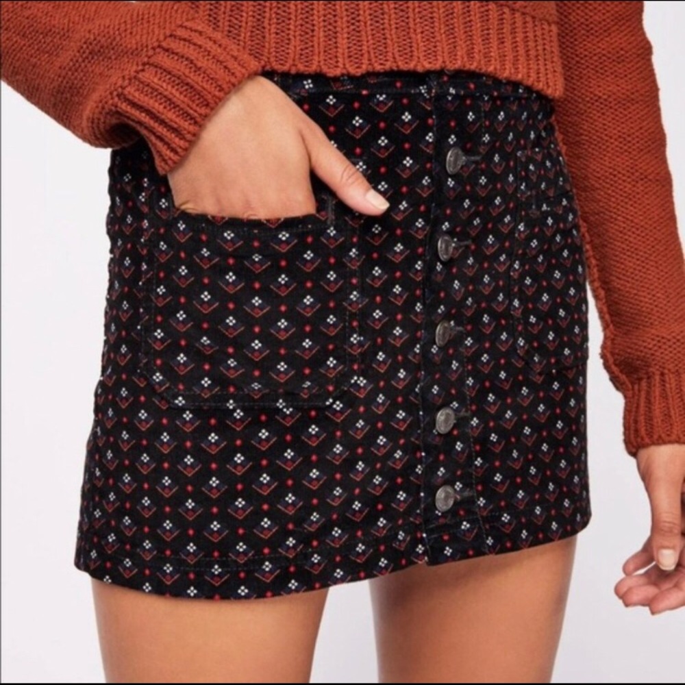 We The Free by Free People Joanie button front corduroy mini skirt.